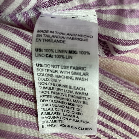 Chico’s Purple Striped Linen Button up Chico’s Size 3/ XL - Picture 7 of 8